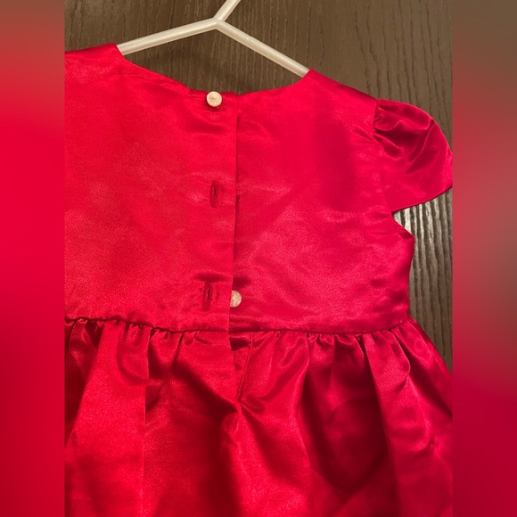CHAPS Special Occasion RED Satin Look Ruffle Dress SZ-12 months - Picture 9 of 10